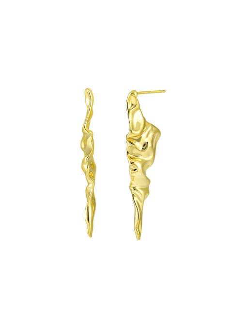 18K gold [with pure silver ear plug] 925 Sterling Silver Geometric Minimalist Drop Earring